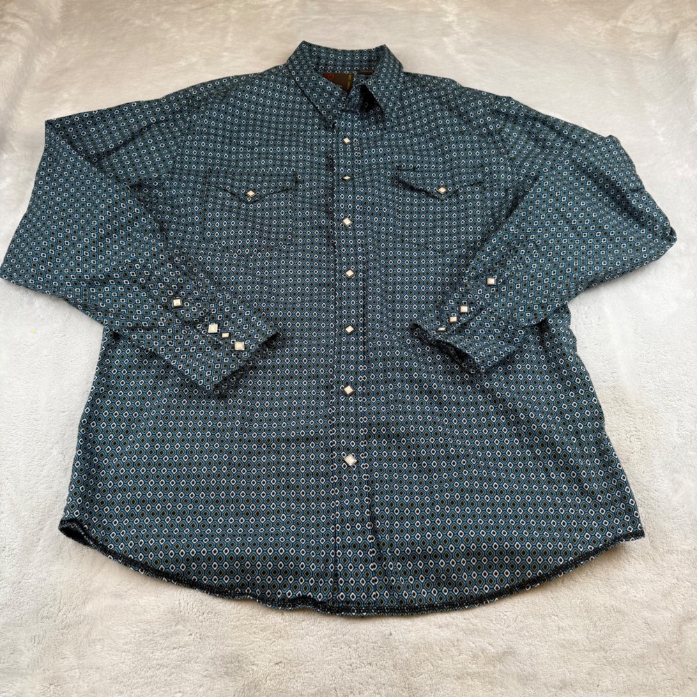 Roper Wear The‎ West Men's XL Diamond Print Western Cowboy Shirt